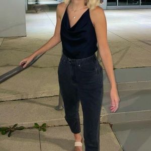 Abercrombie and Fitch black cowl neck satin body suit